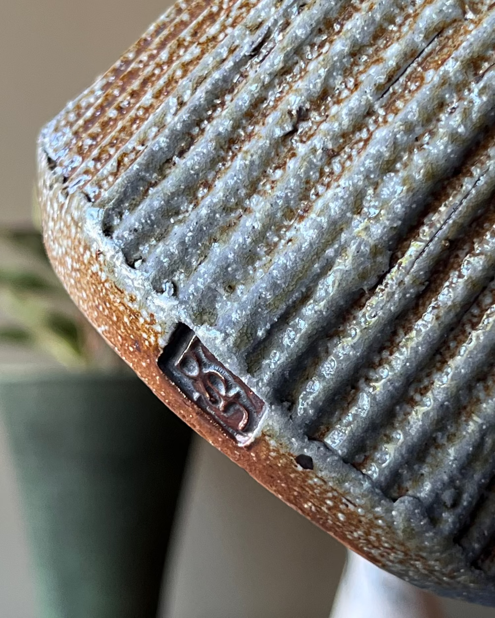 Ribbed Studio Pottery Vessel