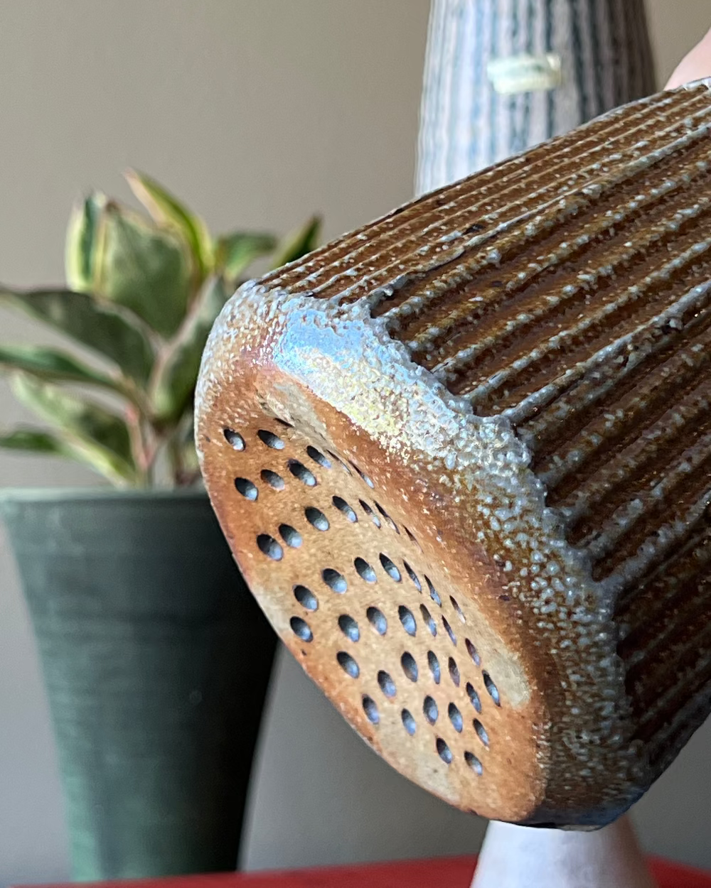 Ribbed Studio Pottery Vessel