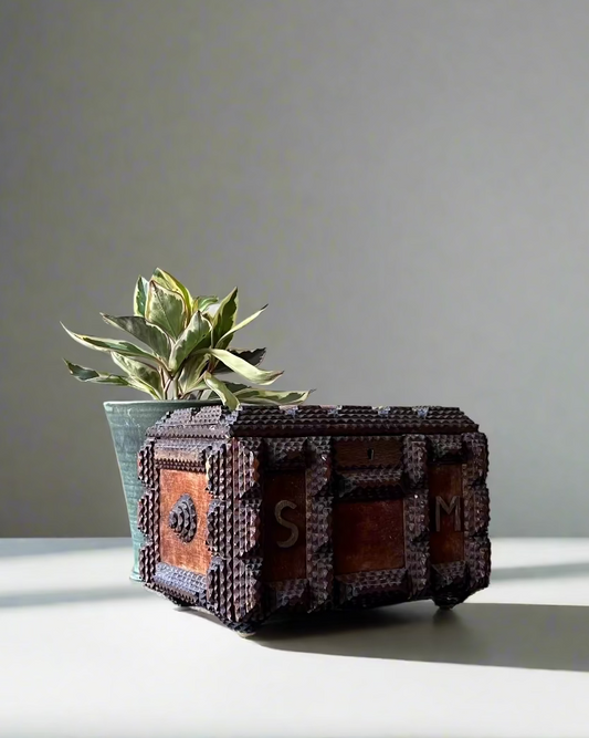 Tramp Art Box with Initials