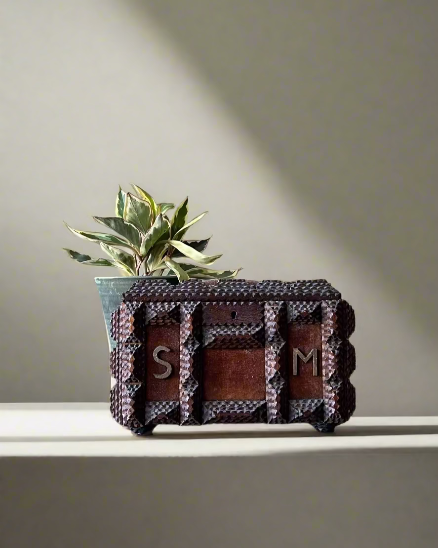 Tramp Art Box with Initials