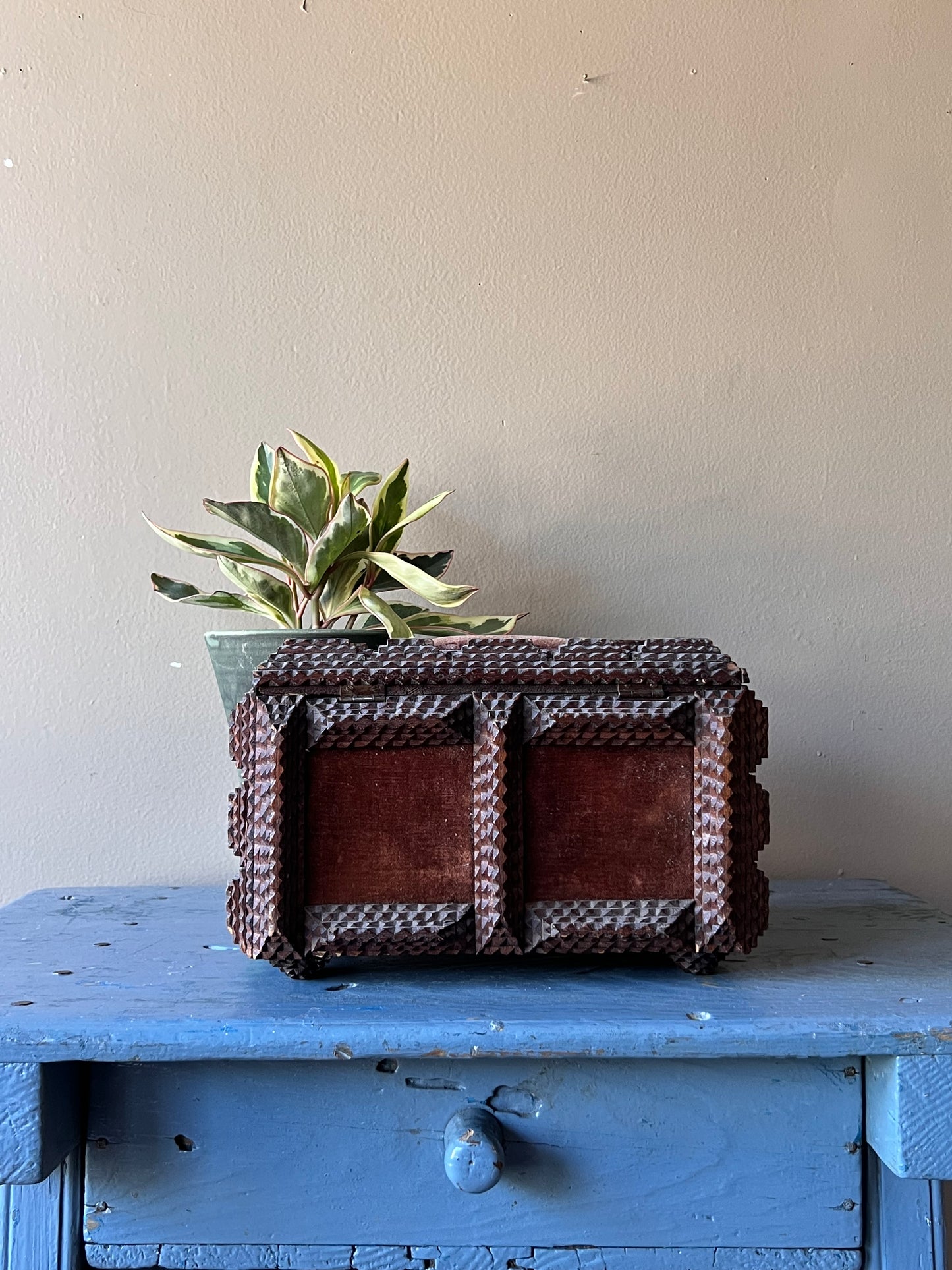 Tramp Art Box with Initials