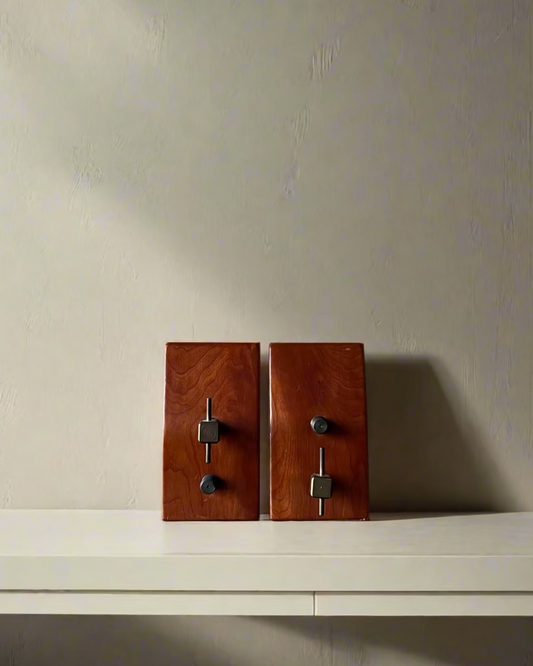 Vintage Walnut & Brass Bookends
