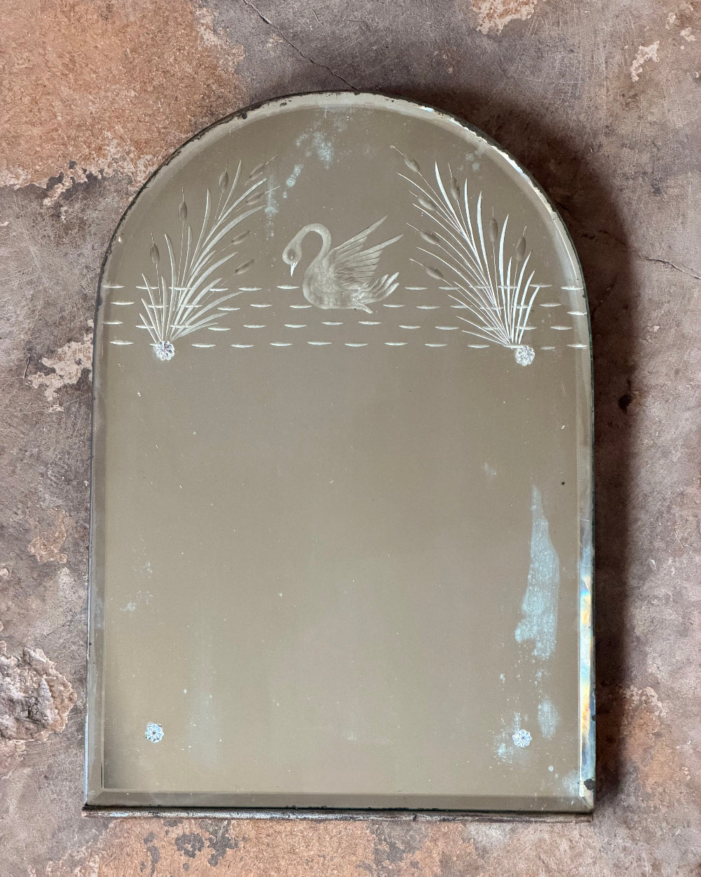 Arched Mirror With Swan Motif