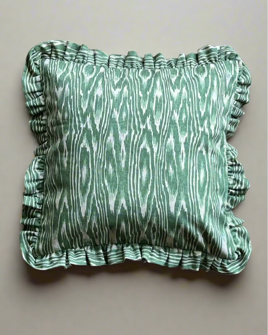 Faux Bois Ruffled Pillow