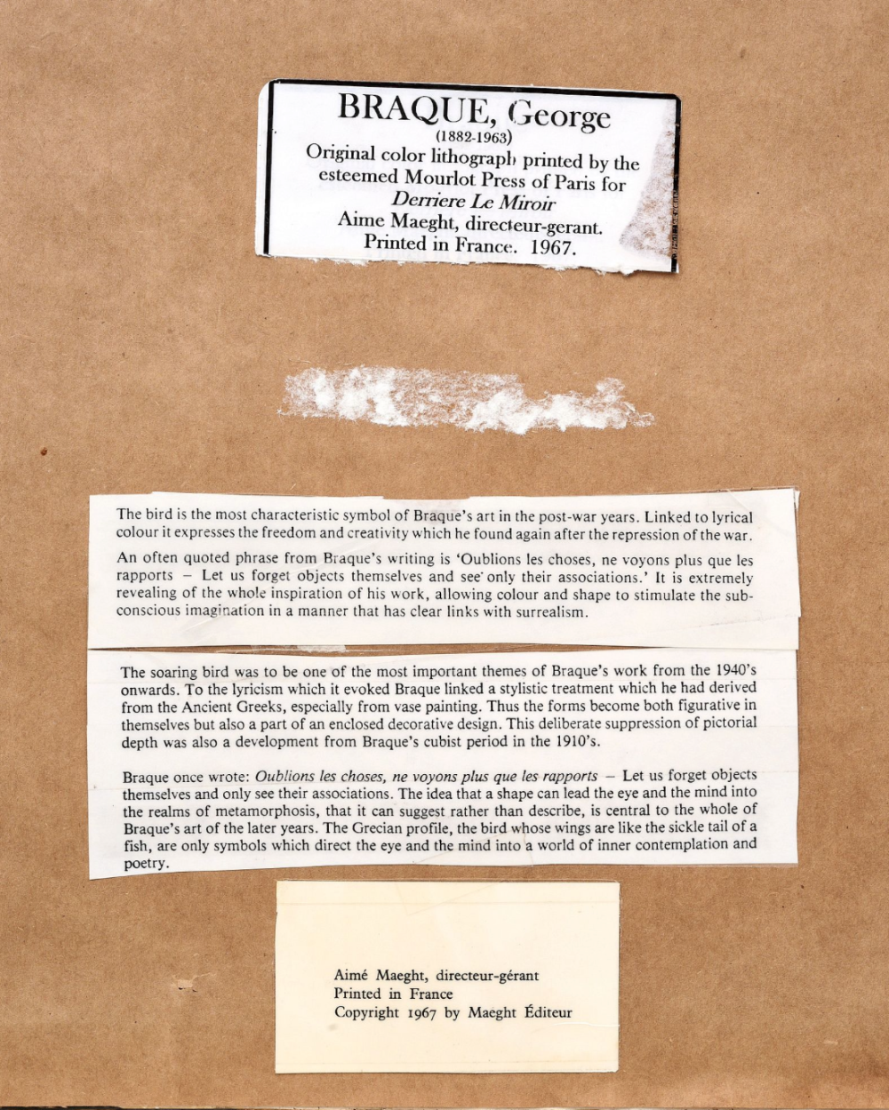 Georges Braque Framed Lithograph