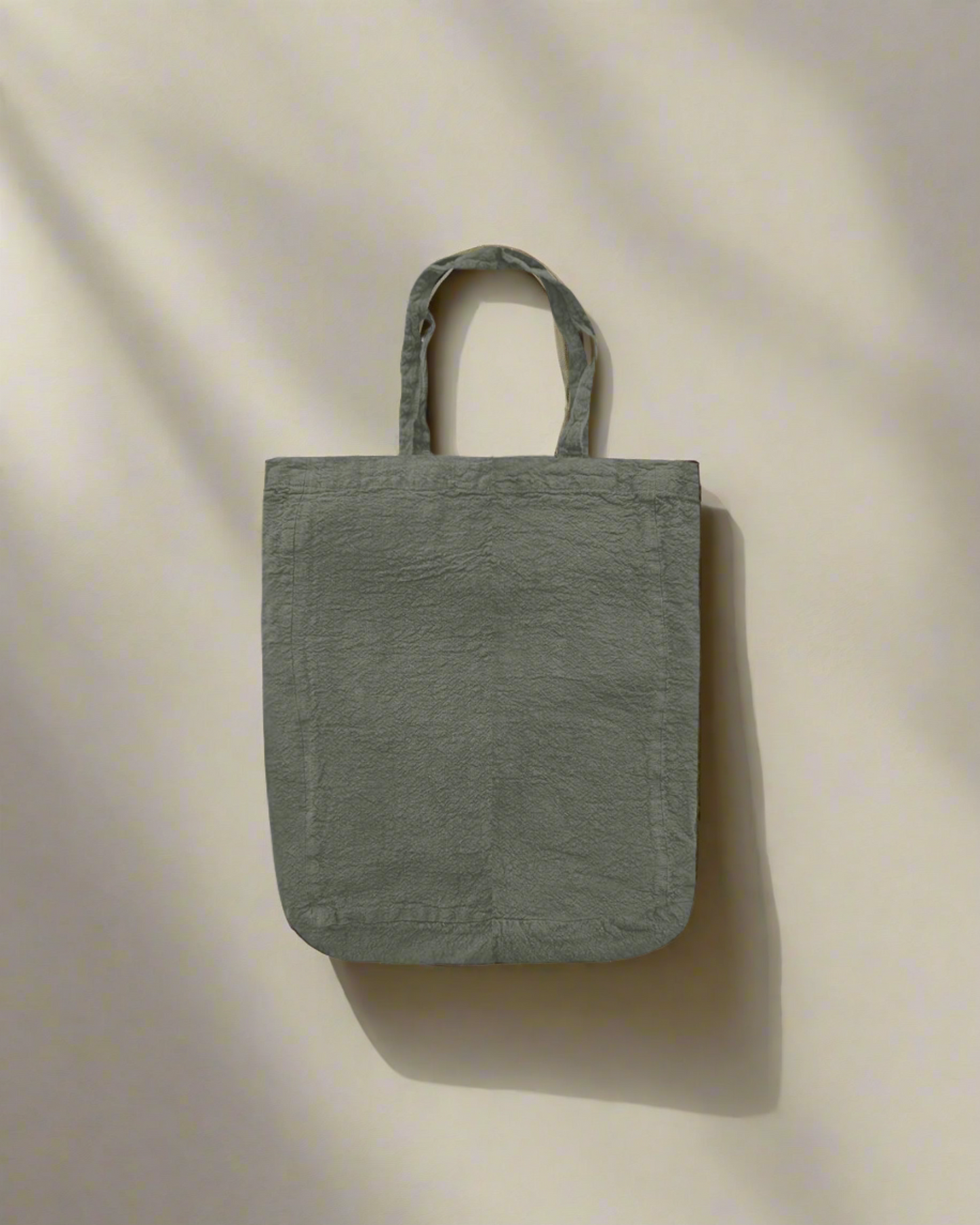 French Raw Linen Tote - Grey Green