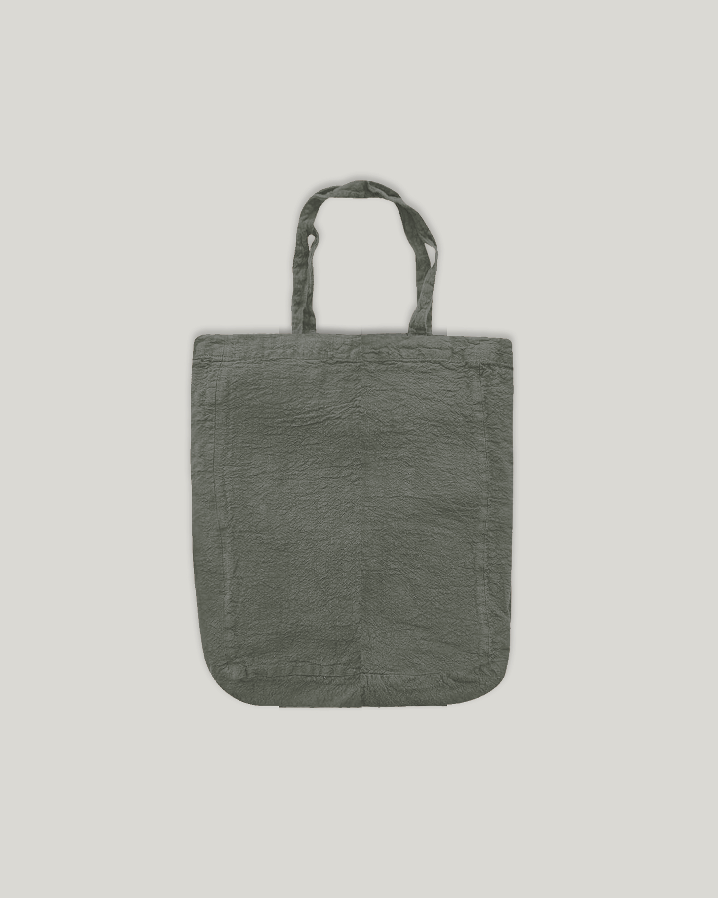 French Raw Linen Tote - Grey Green