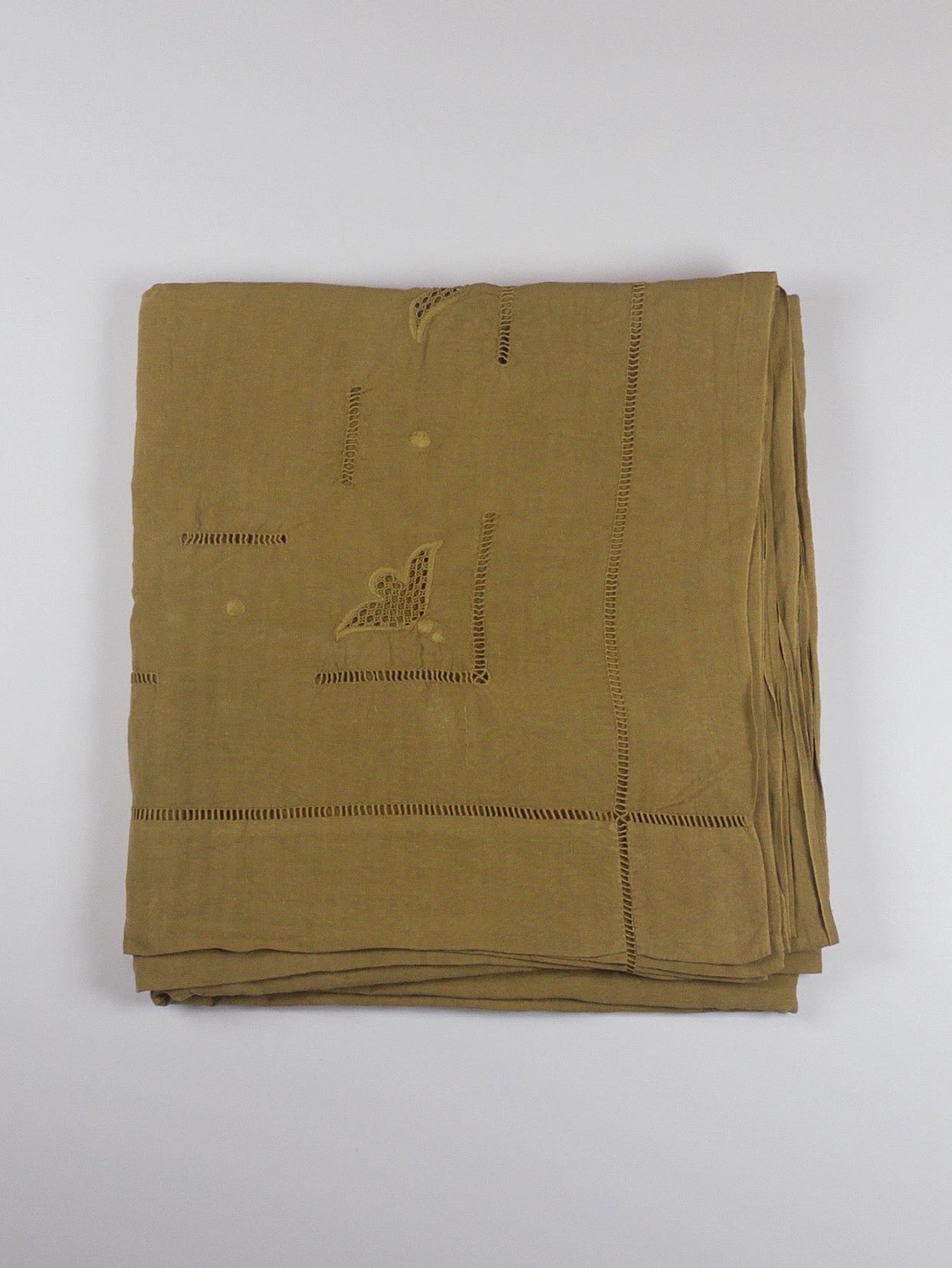 Embroidered Antique Sheet - Olive