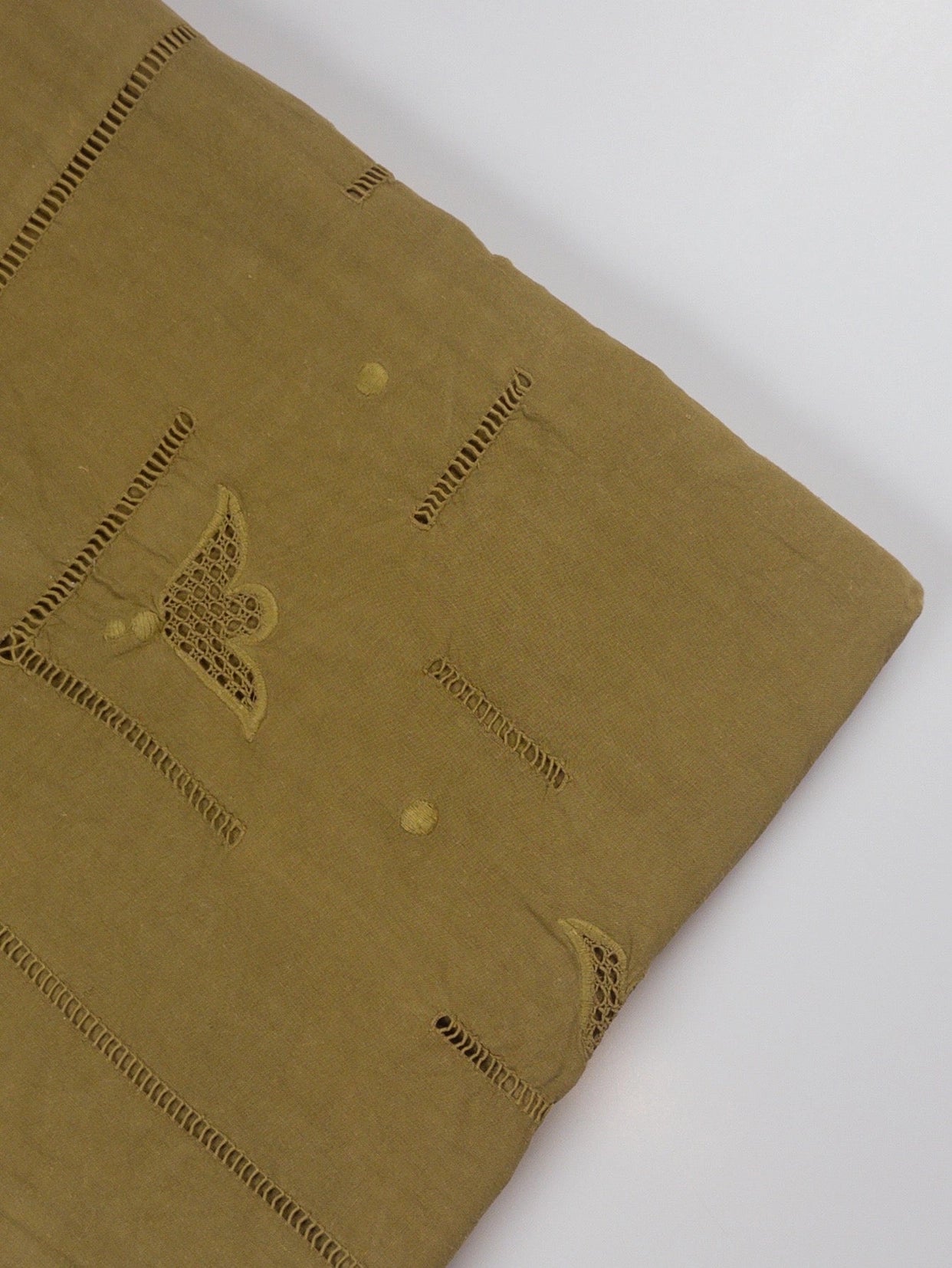 Embroidered Antique Sheet - Olive