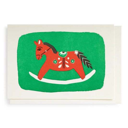 Festive Rocking Horse Notelet Card